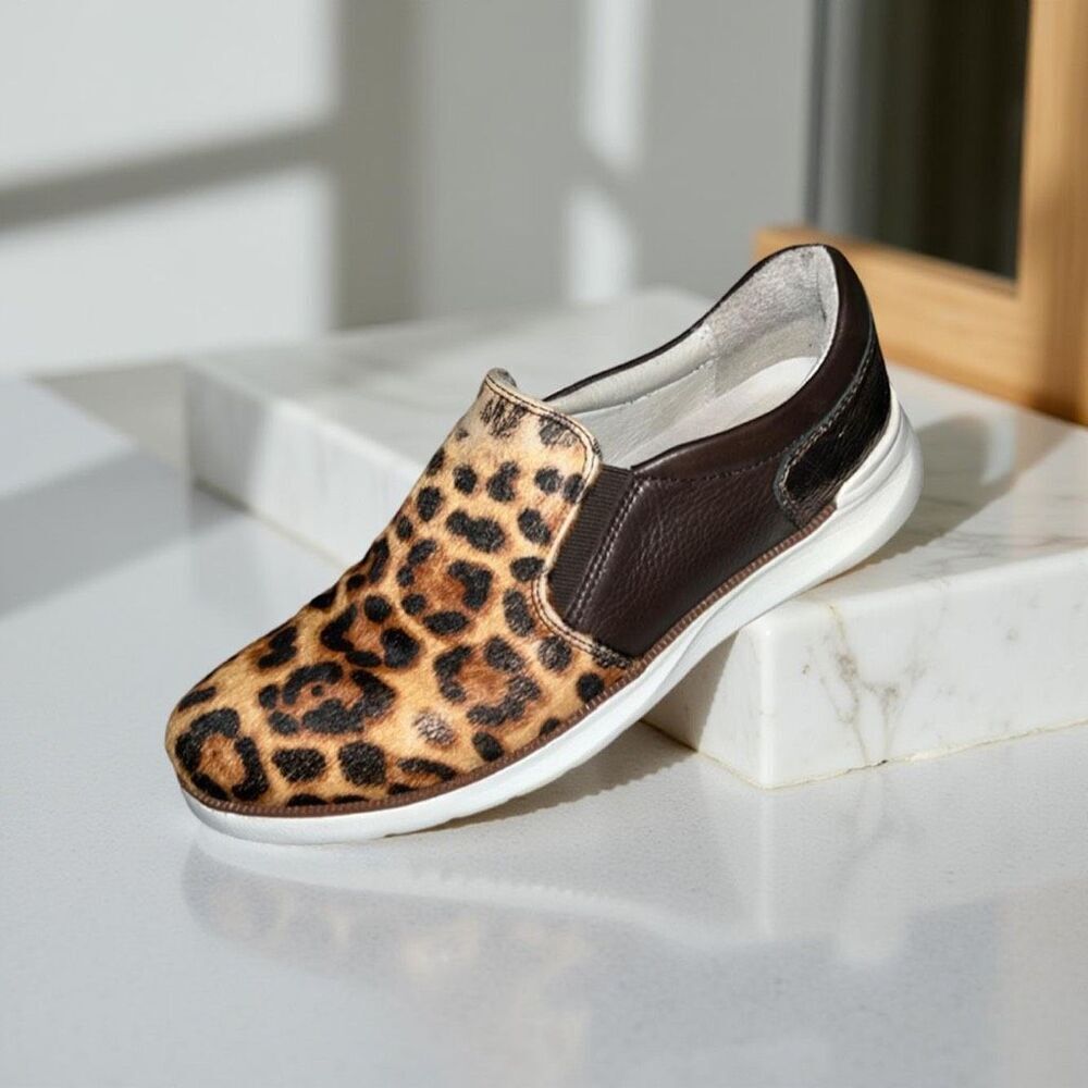 Women’s Johston & Murphy Callie Leather & Leopard Print Slip On Loafers Size 9